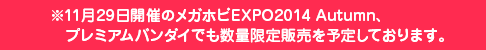 ※11月29日開催のメガホビEXPO2014 Autumn、　プレミアムバンダイでも数量限定販売を予定しております。