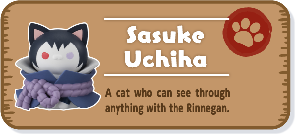 [Sasuke Uchiha] A cat who can see through anything with the Rinnegan.