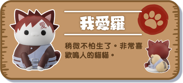 [我愛羅] 稍微不怕生了。非常喜歡鳴人的貓貓。